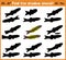 Cartoon illustration of education will find appropriate shadow silhouette animal fish. Matching game for children of presch