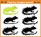 Cartoon illustration of education will find appropriate shadow silhouette animal iguana. Matching game for children of pres