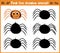 Cartoon illustration of education will find appropriate shadow silhouette animal spider. Matching game for children of pres