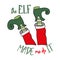 Cartoon illustration with elf legs feet. Christmas elf feet, vector illustration. Cute elves legs, boots, socks. Santa helpers sho