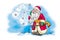 Cartoon  illustration with Father Christmas
