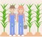 Cartoon illustration of a friendly couple of farmers