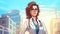 cartoon illustration of friendly woman doctor ai generative, medical and health concept