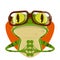 Cartoon illustration of a frog with nerd glasses