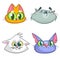 Cartoon Illustration of funny Cats ot Kittens Heads Collection Set. Vector pack of colorful cats icons