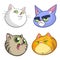 Cartoon Illustration of funny Cats ot Kittens Heads Collection Set. Vector pack of colorful cats icons