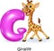 Cartoon illustration of G letter for Giraffe