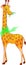 Cartoon illustration giraffe with scarf