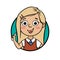 Cartoon illustration of a girl, a child. New idea. Simple flat style. Icon, portrait