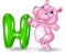 Cartoon illustration of H letter for Hippo