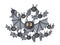 Cartoon illustration Halloween crowd of different bats vector colored doodle