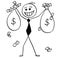 Cartoon Illustration of Happy Business Man with Money Bags