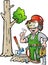 Cartoon illustration of a Happy Working Lumberjack or Woodcutter giving Thumb Up