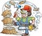 Cartoon illustration of a Happy Working Lumberjack or Woodcutter who chrop Wood