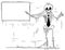 Cartoon Illustration of Human Skeleton of Dead Businessman Point
