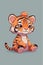a cartoon illustration of kawaii tiger with human poses