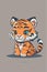 a cartoon illustration of kawaii tiger with human poses