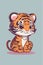 a cartoon illustration of kawaii tiger with human poses