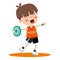 Cartoon Illustration Of A Kid Playing Discus Throw