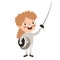 Cartoon Illustration Of A Kid Playing Fencing