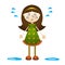 Cartoon illustration of a little girl crying