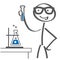 Cartoon illustration. Mad professor. Science experiment