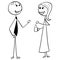 Cartoon Illustration of Man and Woman Business People Talking