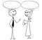 Cartoon Illustration of Man and Woman Business People Talking
