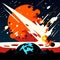 Cartoon illustration of a meteorite destroying the earth. The concept of disaster, disaster, catastrophe. Generative AI