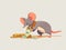 Cartoon illustration of a mouse stealing money, suitable for the analogy of a thief