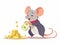 Cartoon illustration of a mouse stealing money, suitable for the analogy of a thief