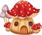 Cartoon illustration Mushroom house