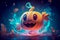 cartoon illustration of nice Halloween pumpkin with cute face. Halloween concept