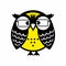 Cartoon illustration. Nice and kind owl wearing glasses