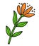 Cartoon illustration, orange spring flower