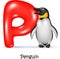 Cartoon illustration of P letter for Penguin