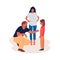 Cartoon illustration of parents advising their daughter.family illustration cartoons.flat design.