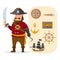 Cartoon illustration. pirate adventure with retro accesso