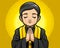 a cartoon illustration of a priest praying