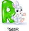 Cartoon illustration of R letter for Rabbit