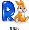Cartoon illustration of R letter for Rabbit Cartoon
