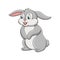 Cartoon illustration The rabbit standing in the middle of the forest looks around for foo