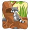 Cartoon illustration raccoon standing