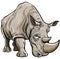 Cartoon illustration of a rhino