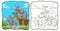 Cartoon illustration rhino playing cart book