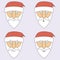 Cartoon illustration of Santa poses faces