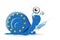 Cartoon illustration of a slow snail in EU flag colors with vaccine