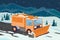 Cartoon illustration of a snow plow clearing the street