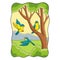 Cartoon illustration three birds playing in the tree in the middle
