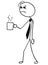 Cartoon Illustration of Tired Business Man with Cup of Coffee